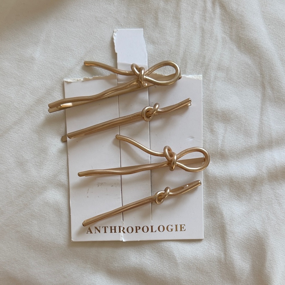 Anthropologie Gold Knot Bobby Pin Set - 4 Pieces